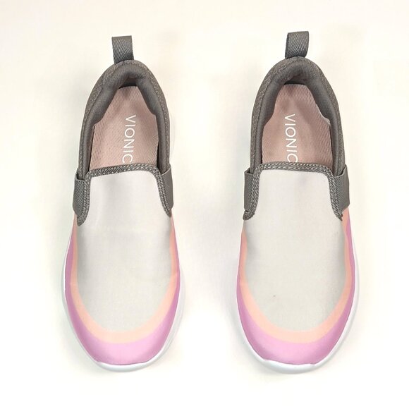 Vionic Nalia Sneakers Womens 6 Gray Pink Slip On Casual Comfort Sneakers - Picture 2 of 6